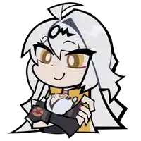 a cartoon drawing of a girl holding a small animal with the letter o on her head