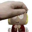 a person is petting a stuffed animal 's head .