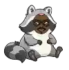 a cartoon raccoon with glasses and a mustache is sitting on a white background .