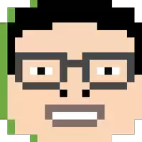 a pixel art of a man 's face with glasses and a mustache