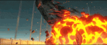 a computer generated image of a car exploding on a bridge with a caption that says somewhere else