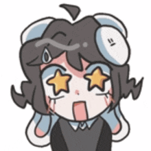 a cartoon of a girl with stars in her eyes