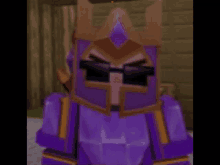 a purple minecraft character wearing sunglasses and a crown on his head .
