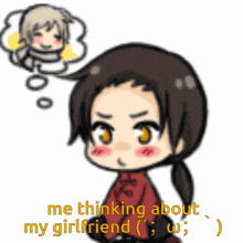 a cartoon of a person thinking about their girlfriend
