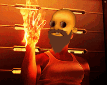 a man with a beard and a smiley face on his face