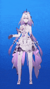 a girl in a purple and white dress with a crown on her head