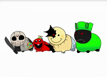 a group of cartoon characters are lined up in a row including jason voorhees