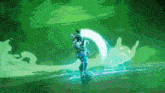 a drawing of a person with a sword and a lightning bolt