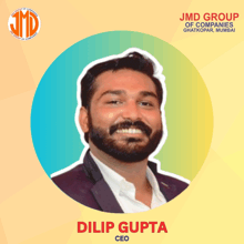 a man with a beard and the name dilip gupta on the bottom