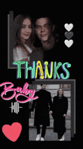 a poster that says thanks baby with a man and woman