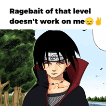 a picture of a cartoon character with the caption ragebait of that level doesn 't work on me
