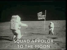 a group of astronauts are walking on the moon .