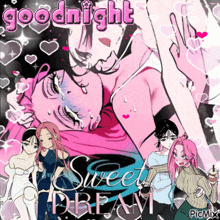 a picture of a girl with the words goodnight sweet dream written on it