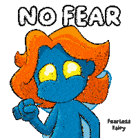 a cartoon of a fairy with orange hair says no fear