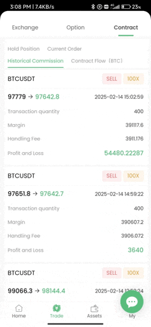a screenshot of a cryptocurrency trading app on a cell phone