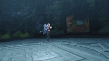 a girl in a video game is holding a sword in her hand