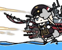 a cartoon drawing of a girl in a military uniform holding a rifle