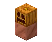 a block with a pumpkin face on it