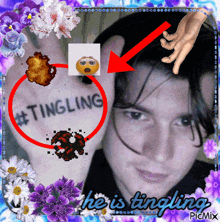 a picture of a man with a tattoo that says #tingling