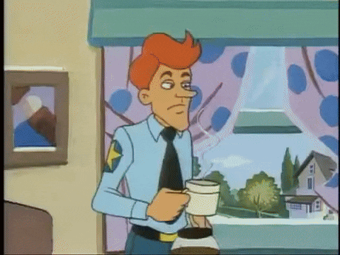 Junior's father looks surprised at the devil mural