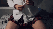 Unbutton Undress GIF - Unbutton Undress Plaid Skirt GIFs
