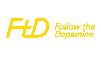 a yellow logo for fd follow the dopamine