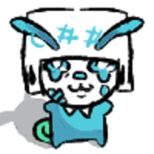 a cartoon drawing of a panda wearing glasses and a blue shirt .