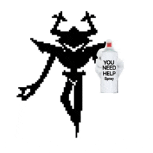 a silhouette of a monster next to a spray can that says " you need help spray "