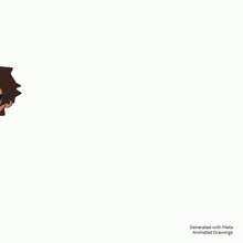 an animated drawing of a man with a name tag that says ' generated with meta animated drawings ' on it