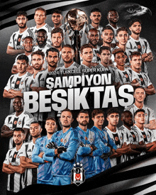 a group of soccer players pose for a photo with the words sampiyon besiktas