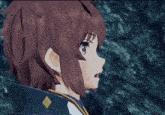 a close up of a video game character with brown hair and gold eyes