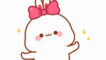 a cartoon character wearing a pink bow and a crown
