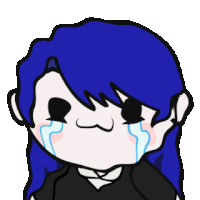 a cartoon of a girl with blue hair is crying