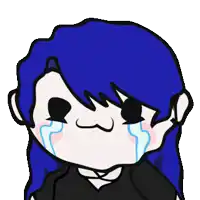 a cartoon of a girl with blue hair is crying