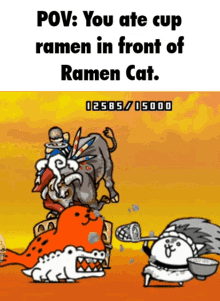 The Battle Cats Ramen Cat GIF - The Battle Cats Ramen Cat Sir Seal GIFs