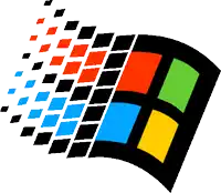 a colorful windows logo with black squares and red blue and green squares