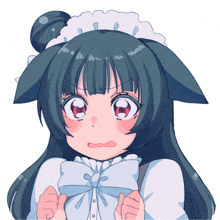 a drawing of a girl with a cat ear and a bow