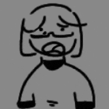 a black and white drawing of a person with a beard and a sad face .
