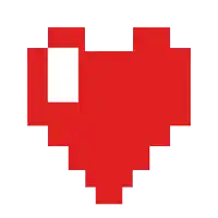a red pixel heart with a white square in the middle .