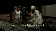 a screenshot of a video game that says " you 're fucking shitte you are p. "