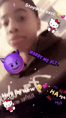 a person with a hello kitty and a devil emoji
