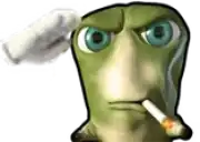 a cartoon character is smoking a cigarette with smoke coming out of it 's mouth .