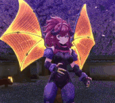 a girl with horns and wings is standing in a video game