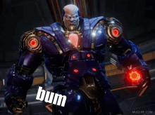 a video game character with the word boom written on his chest