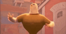 a cartoon character standing in front of a building with the word fire on it