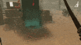 a video game scene with a door with the number 2 on it