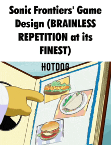 sonic frontiers game design ( brainless repetition at its finest hotdog )