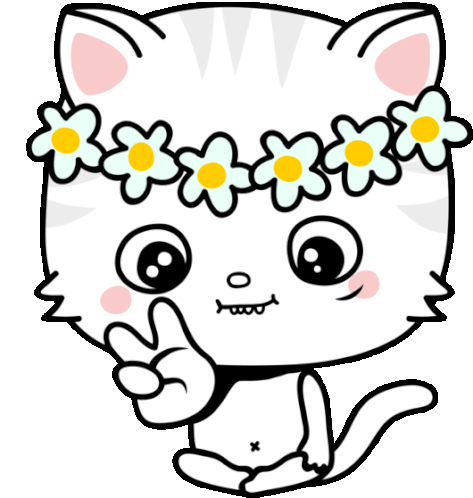 Hippie Toofio Gives Peace Sign Sticker - Toofiothe Cat Peace Daisy Chain Stickers