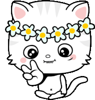 Hippie Toofio Gives Peace Sign Sticker - Toofiothe Cat Peace Daisy Chain Stickers