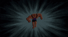 a cartoon character is running in the dark